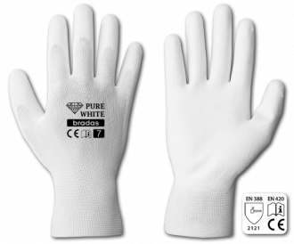 Rękawice ochronne PURE WHITE poliuretan, rozmiar 7